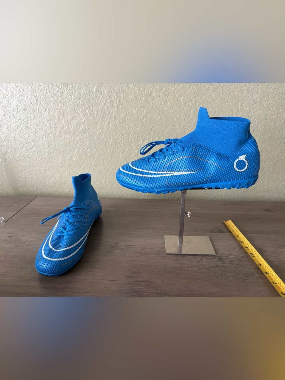 Blue Soccer Turf Cleats High Top Sock Collar EU 43 Men’s Approx US 9.5–10